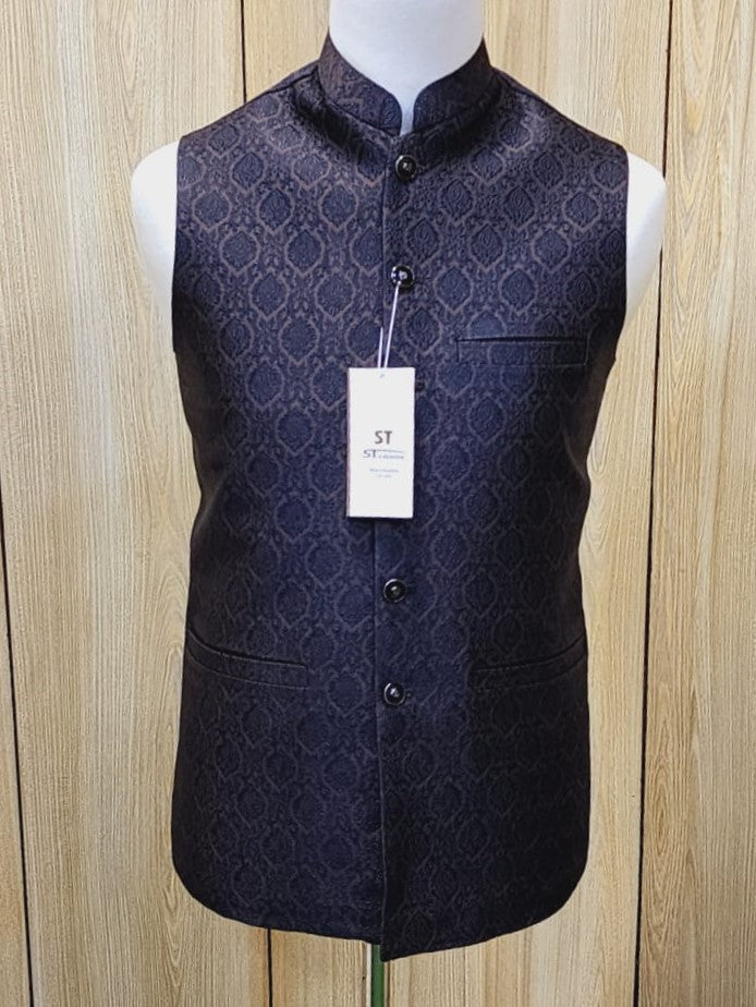 Boys Brown Embroidery Waistcoat