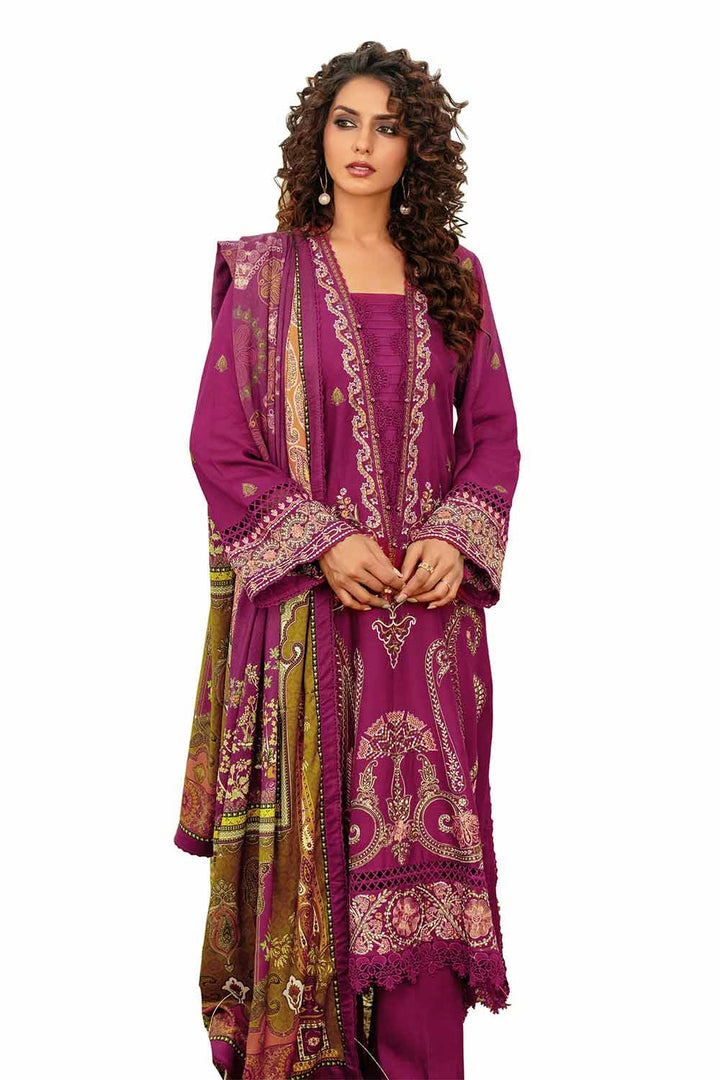 3PC GUL AHMED WINTER COLLECTION Unstitched Embroidered Cotail Suit with Printed Twill Cotton Linen Dupatta CV-32011