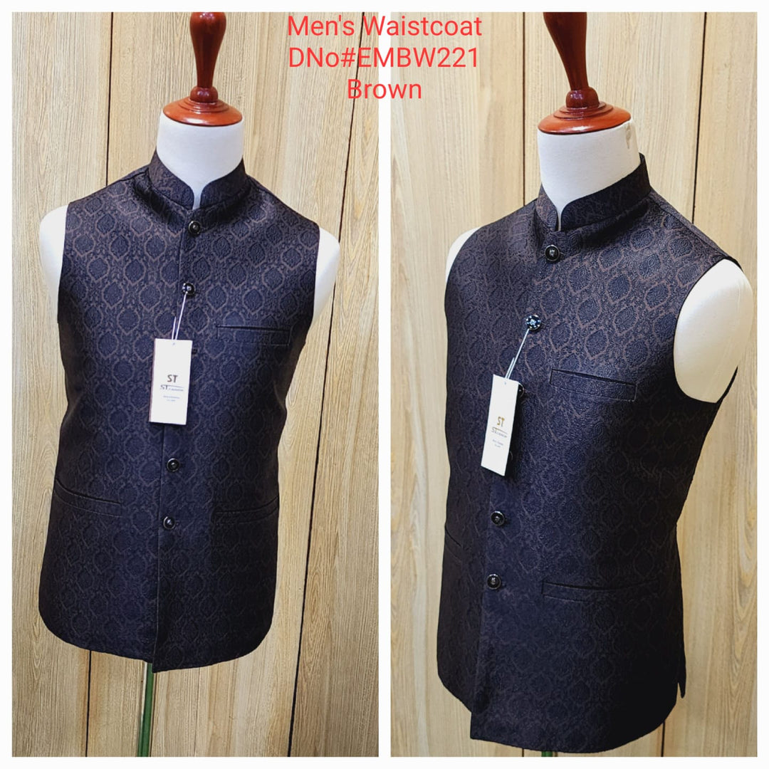 Boys Brown Embroidery Waistcoat