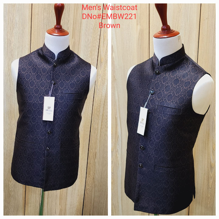 Boys Brown Embroidery Waistcoat