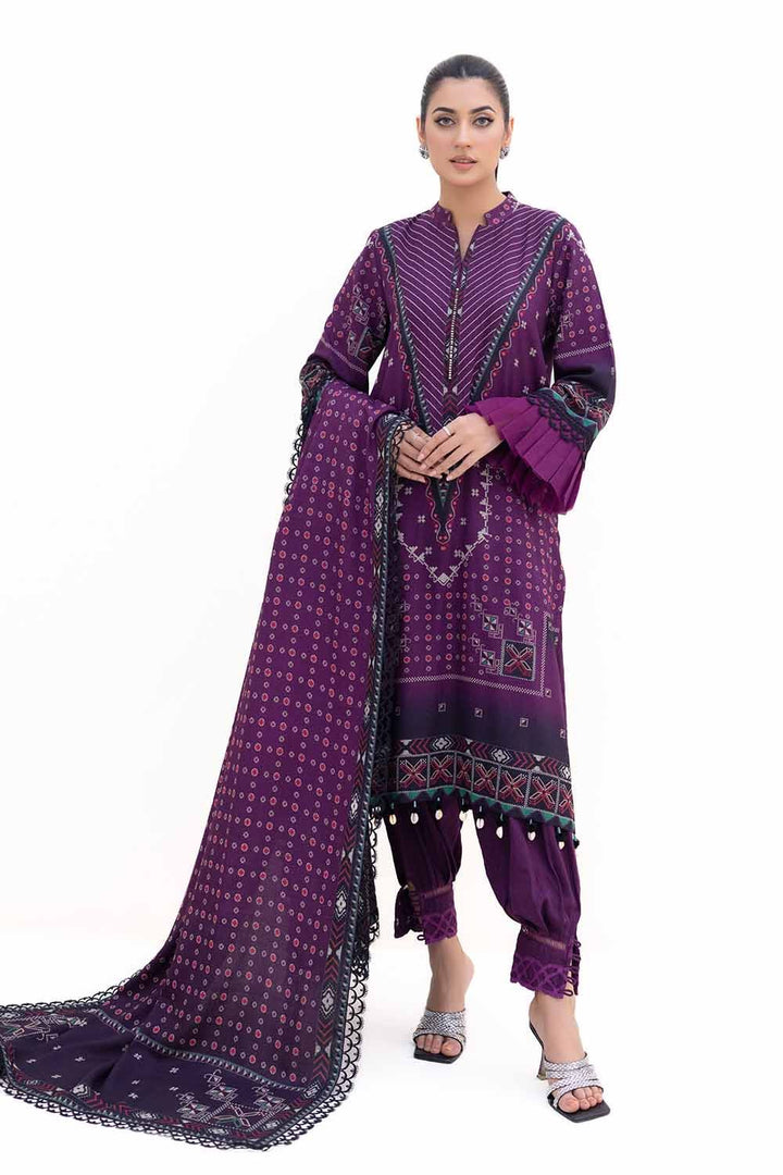 3PC GUL AHMED WINTER COLLECTION Unstitched Printed Dhanak Suit DH-42008