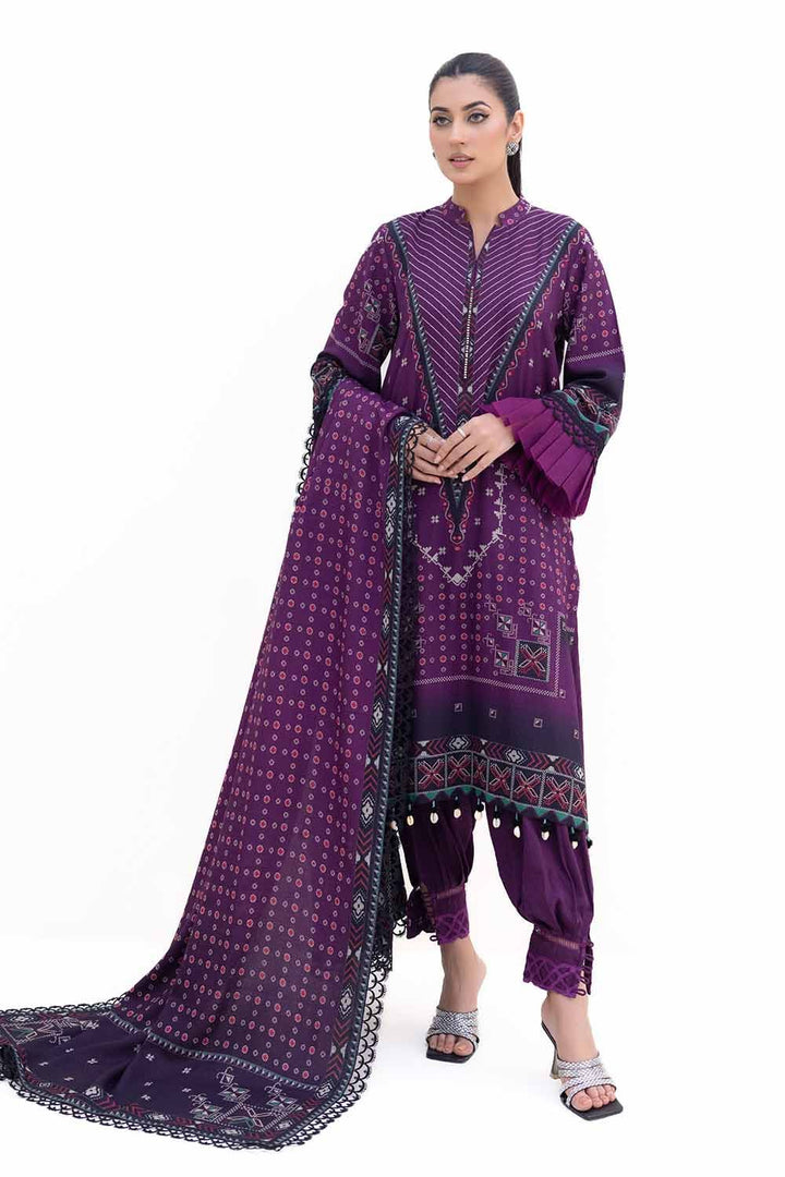 3PC GUL AHMED WINTER COLLECTION Unstitched Printed Dhanak Suit DH-42008