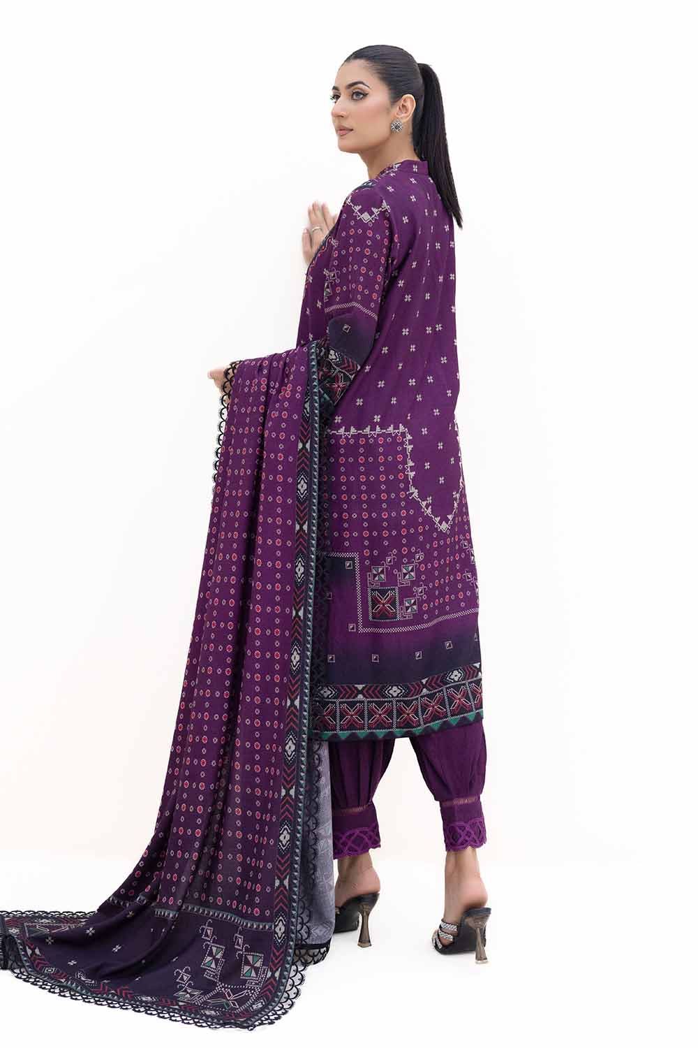 3PC GUL AHMED WINTER COLLECTION Unstitched Printed Dhanak Suit DH-42008