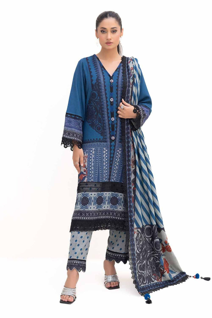 3PC GUL AHMED WINTER COLLECTION Unstitched Printed Dhanak Suit DH-42009