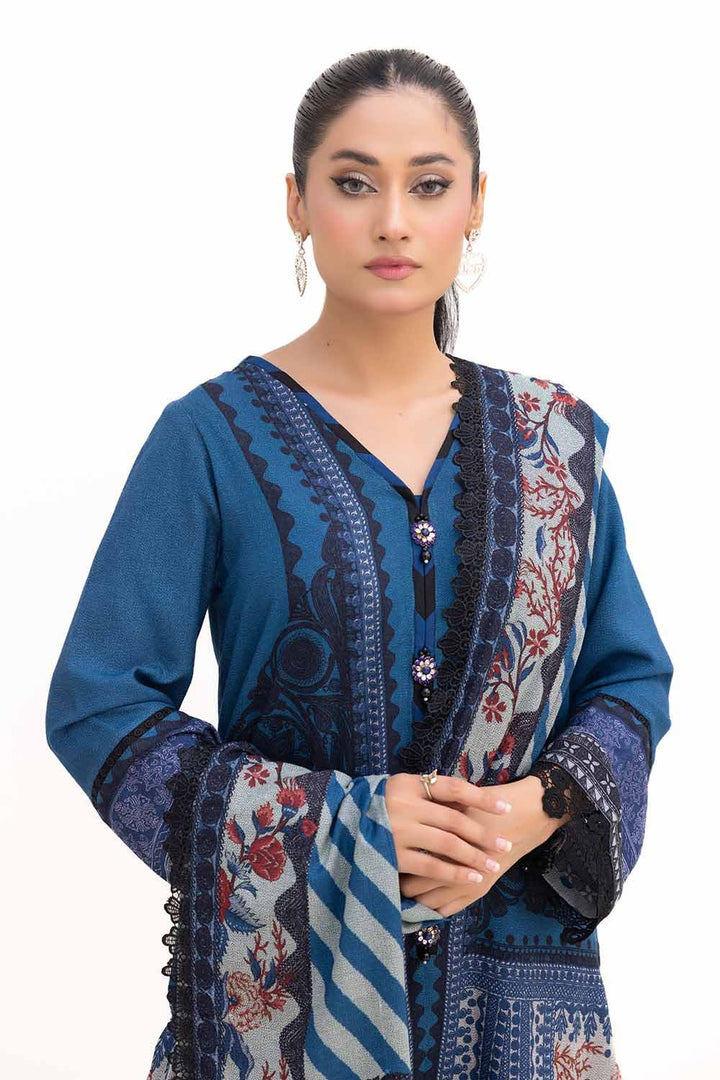 3PC GUL AHMED WINTER COLLECTION Unstitched Printed Dhanak Suit DH-42009