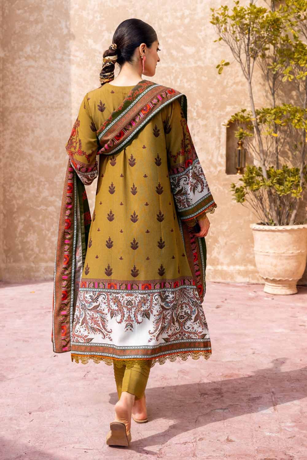 GUL AHMED 3PC Embroidered Digital Printed Karandi Unstitched Suit AY-32020