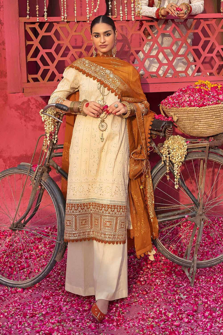 GUL AHMED 3PC Foam Printed Embroidered Unstitched Lawn Shirt with Foil Printed Chiffon Dupatta BM-32036