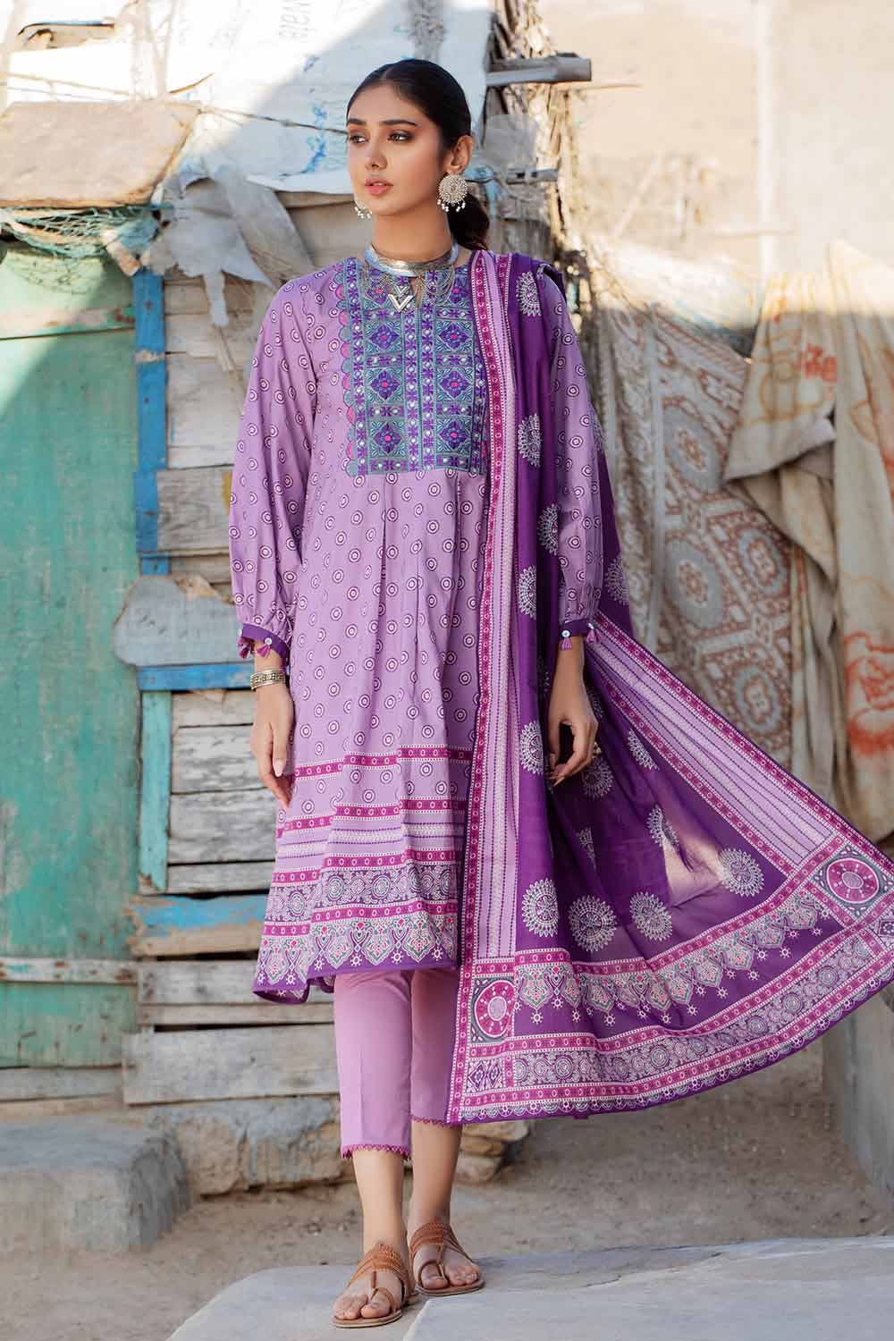 GUL AHMED 3PC Embroidered Lawn Unstitched Suit With Denting Lawn Dupatta DN-32092 A