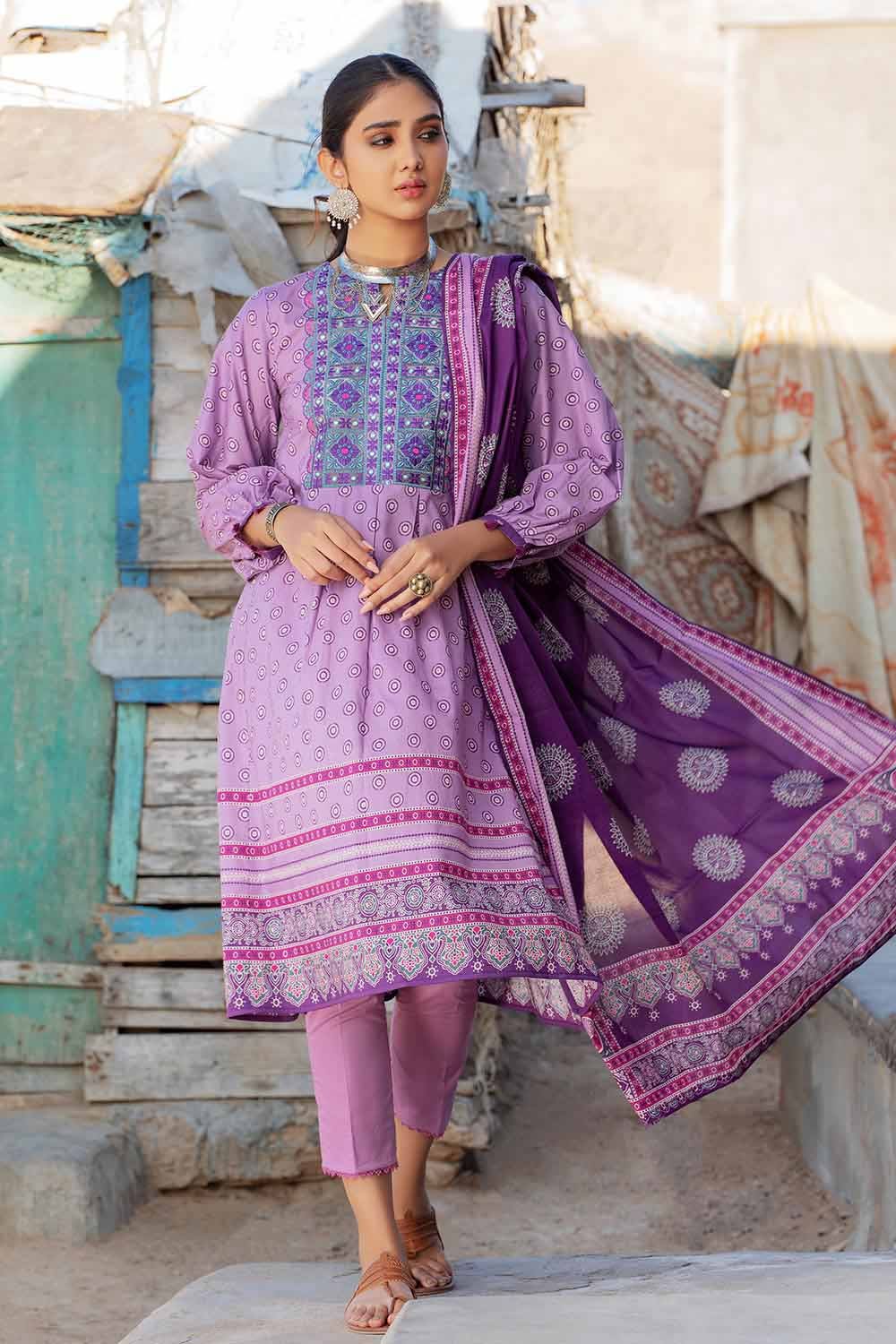 GUL AHMED 3PC Embroidered Lawn Unstitched Suit With Denting Lawn Dupatta DN-32092 A