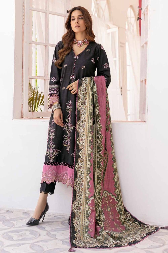 GUL AHMED 3PC EMBROIDERED DIGITAL PRINTED KHADDAR UNSTITCHED SUIT WITH DIGITAL PRINTED PASHMINA SHAWL AP-32028