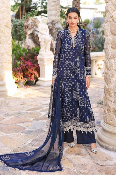 3PC Embroidered Swiss Voile Unstitched Suit With Embroidered Chiffon Dupatta LSV-32010