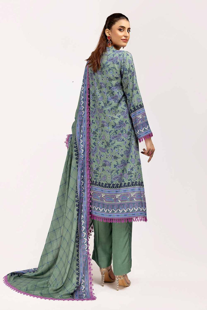 3PC GUL AHMED Unstitched Printed Linen Suit LT-42002