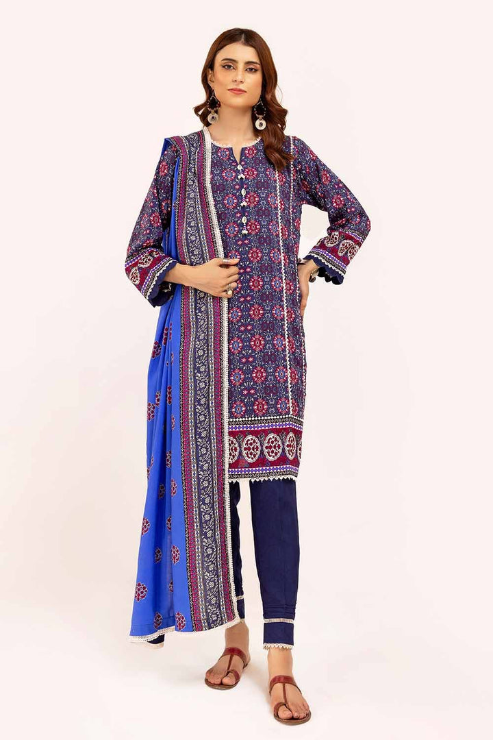 3PC GUL AHMED WINTER COLLECTION Unstitched Printed Linen Suit LT-42008