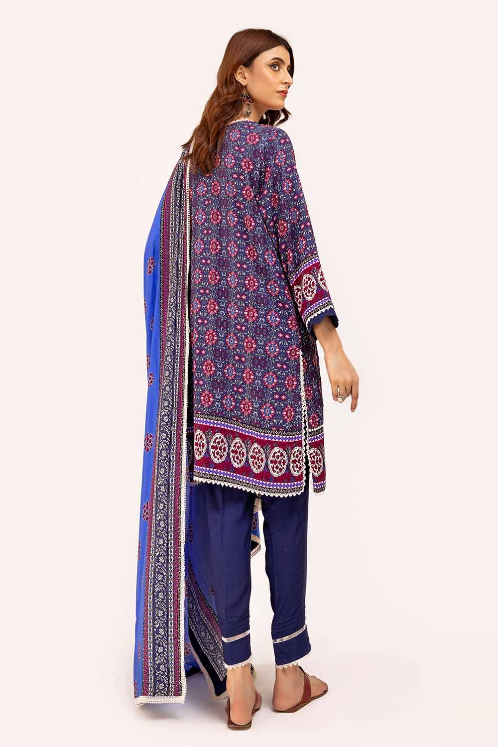 3PC GUL AHMED WINTER COLLECTION Unstitched Printed Linen Suit LT-42008