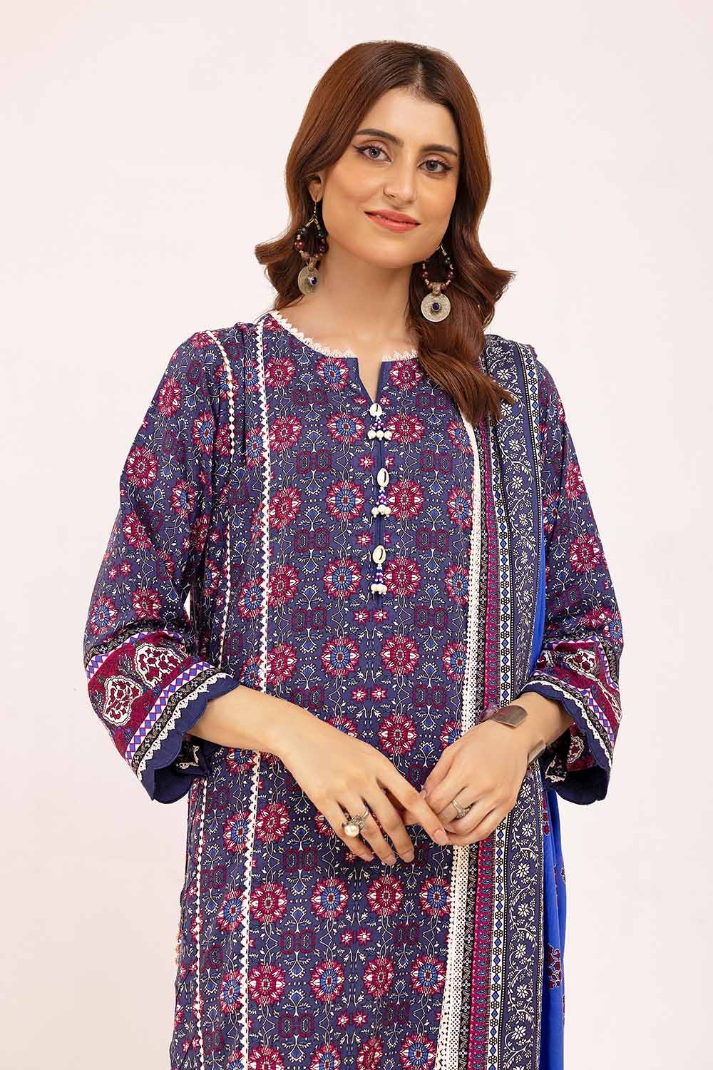 3PC GUL AHMED WINTER COLLECTION Unstitched Printed Linen Suit LT-42008