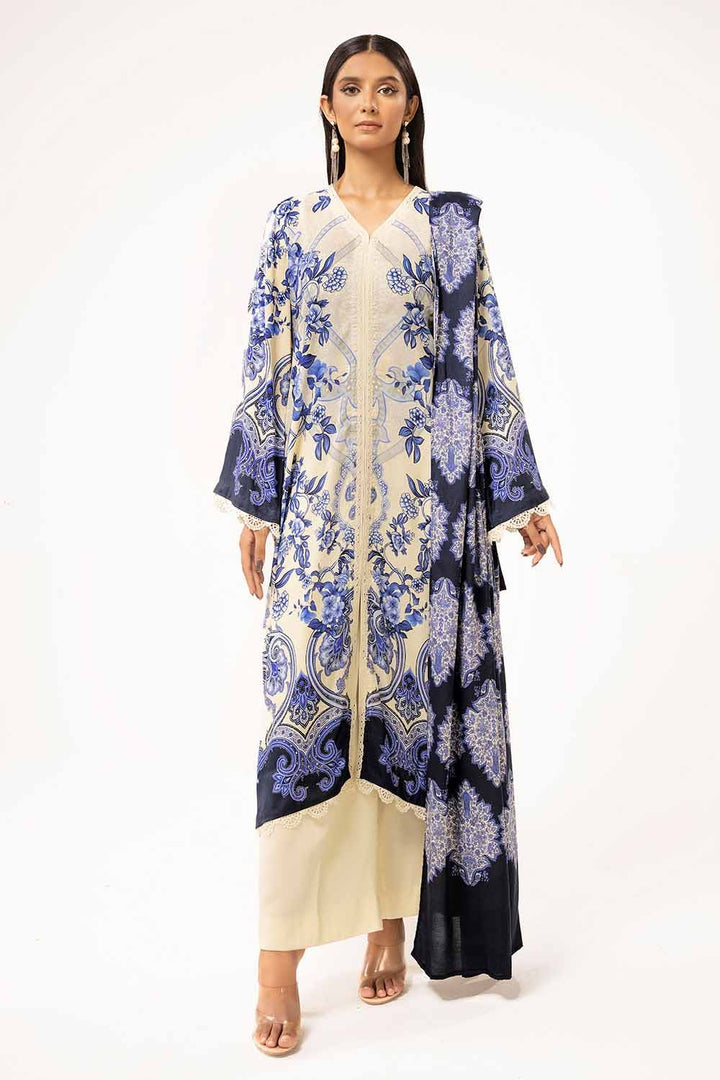 3PC GUL AHMED WINTER COLLECTION Unstitched Printed Linen Suit LT-42010