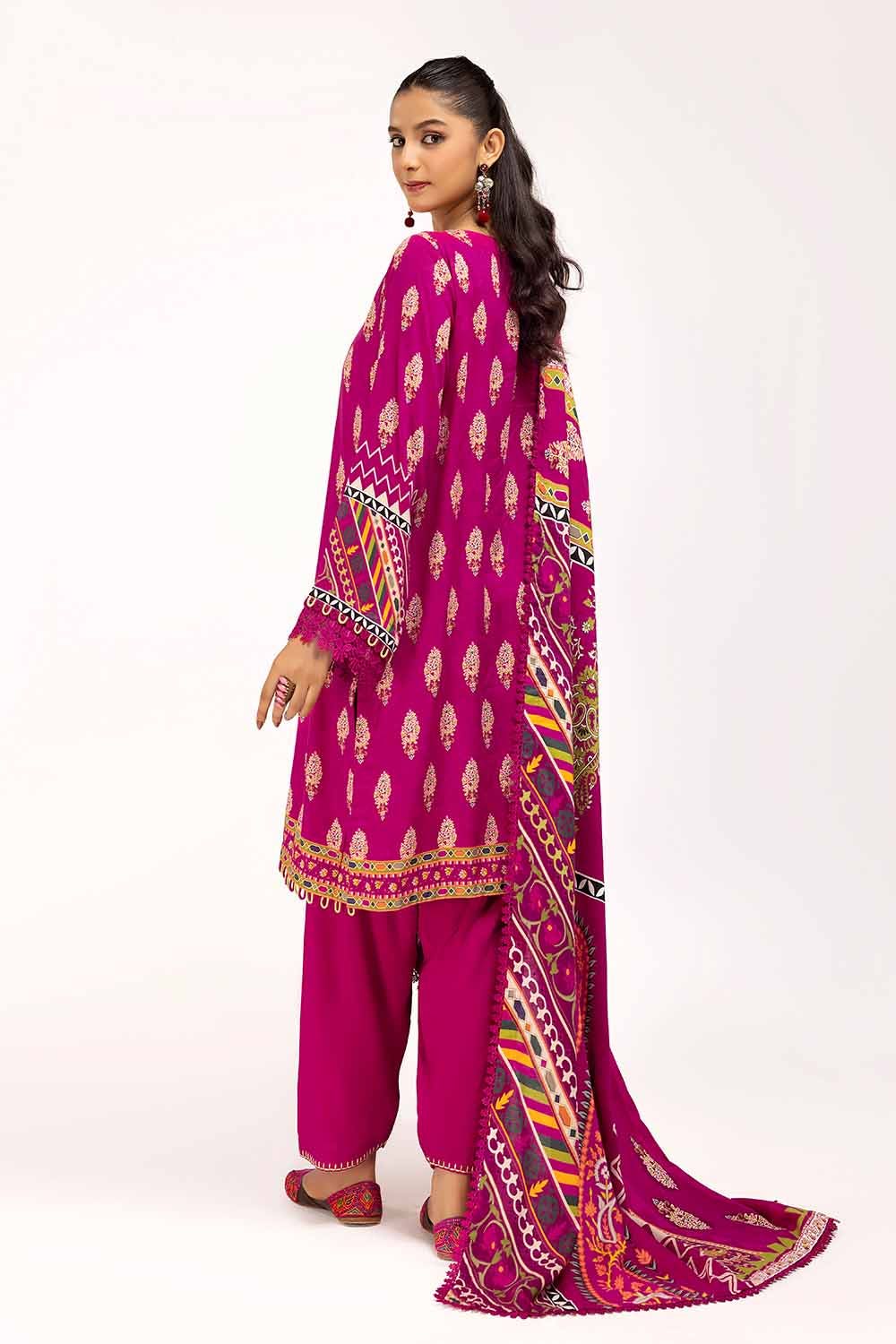 3PC GUL AHMED WINTER COLLECTION Unstitched Printed Linen Suit LT-42011