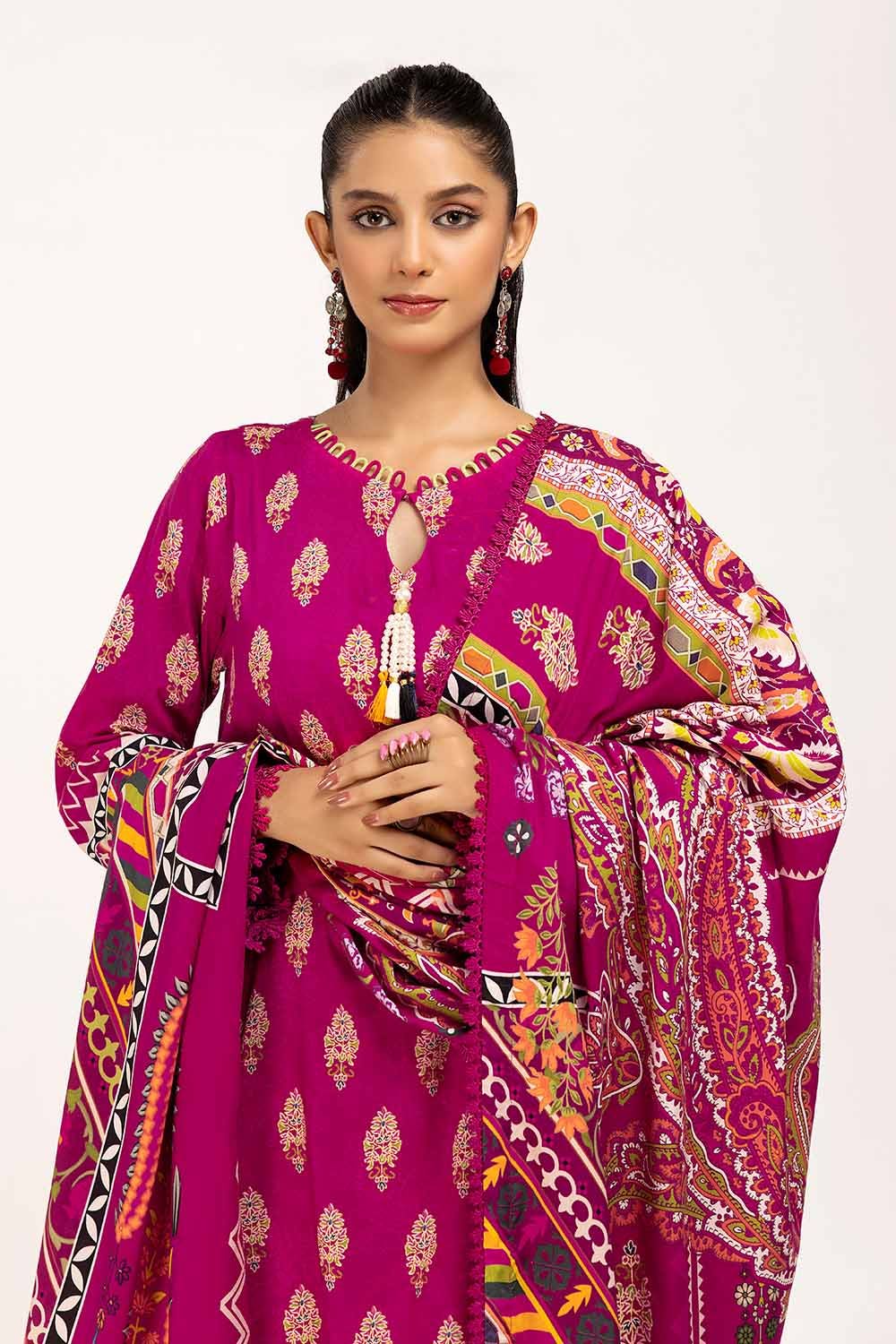 3PC GUL AHMED WINTER COLLECTION Unstitched Printed Linen Suit LT-42011