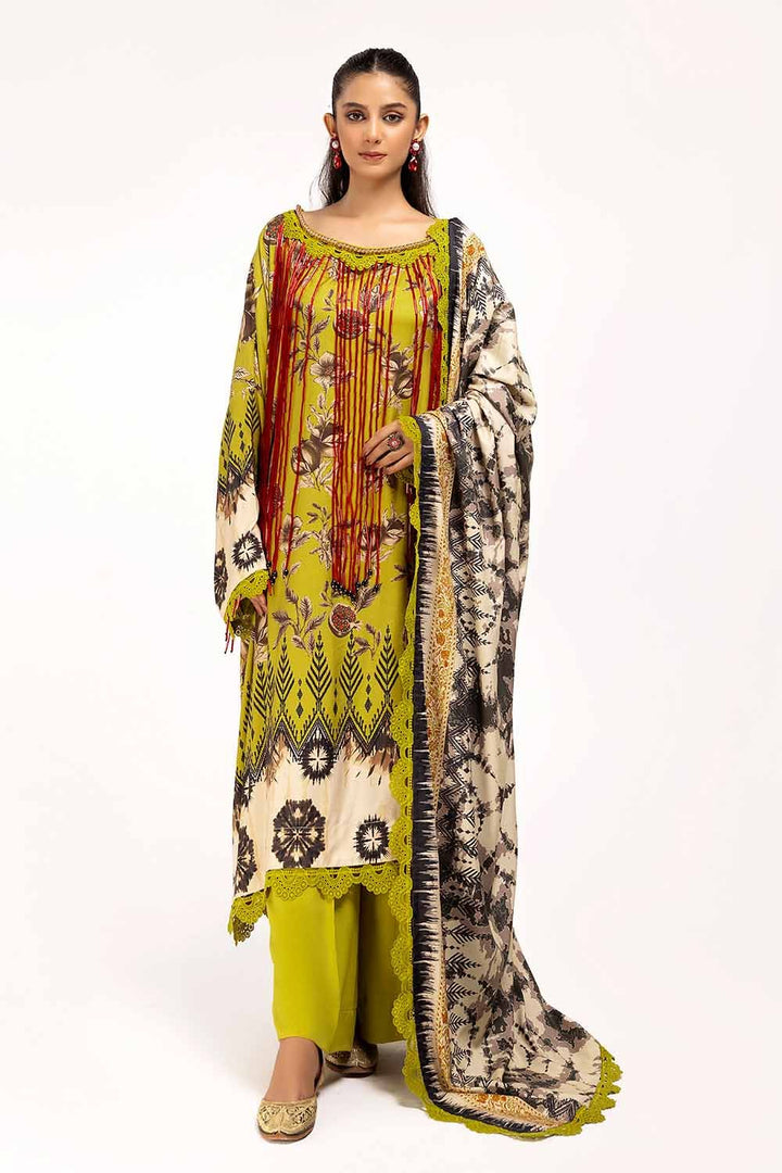 3PC GUL AHMED WINTER COLLECTION Unstitched Printed Linen Suit LT-42012