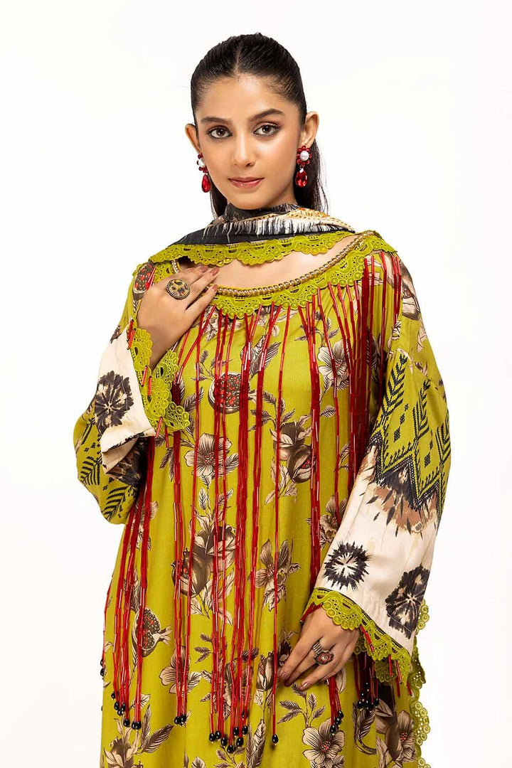 3PC GUL AHMED WINTER COLLECTION Unstitched Printed Linen Suit LT-42012