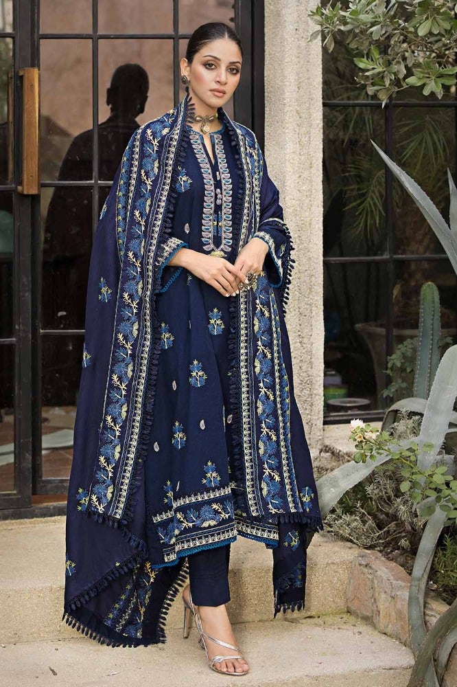 GUL AHMED 3PC EMBROIDERED KHADDAR UNSTITCHED SUIT WITH EMBROIDERED PASHMINA SHAWL AP-32070