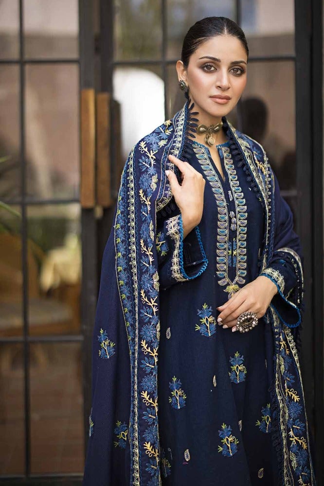 GUL AHMED 3PC EMBROIDERED KHADDAR UNSTITCHED SUIT WITH EMBROIDERED PASHMINA SHAWL AP-32070