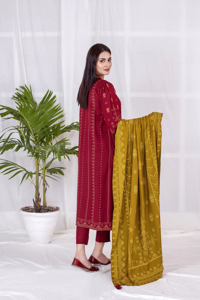 Lakhnay 3 Piece Unstitched Printed Cashmi Vool