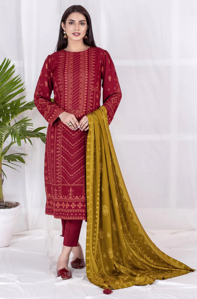 Lakhnay 3 Piece Unstitched Printed Cashmi Vool