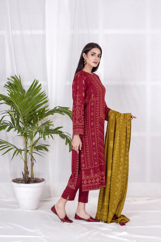 Lakhnay 3 Piece Unstitched Printed Cashmi Vool