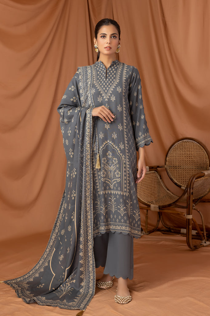 LAKHANY 3 PIECE UNSTITCHED PRINTED PASHMINA SUIT PPC-306-C