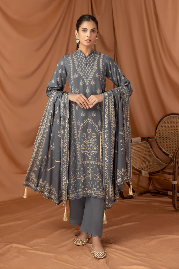 LAKHANY 3 PIECE UNSTITCHED PRINTED PASHMINA SUIT PPC-306-C