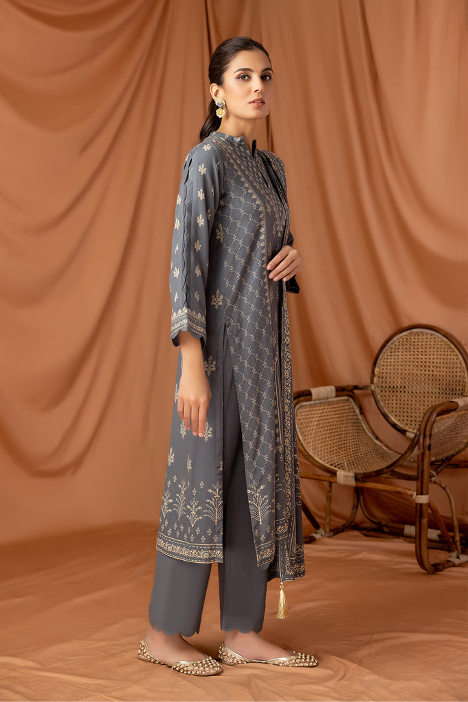 LAKHANY 3 PIECE UNSTITCHED PRINTED PASHMINA SUIT PPC-306-C