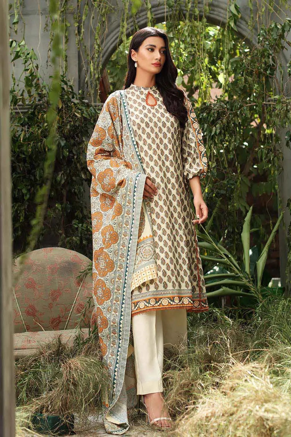 GUL AHMED 3PC UNSTITCHED DIGITAL PRINTED KARANDI SHAWL SUIT AY-12027 B