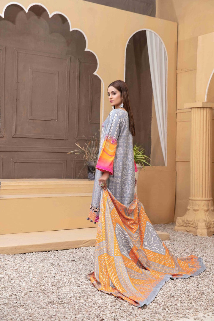 TAWAKKAL FABRICS 3 PIECE STITCHED PRINTED LINEN SUIT D-6107