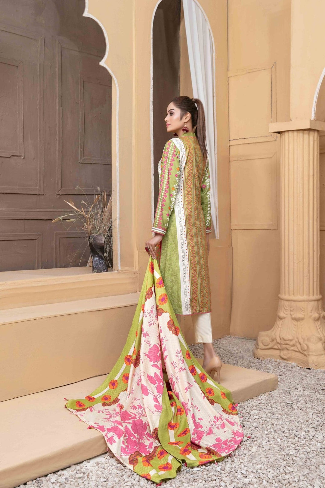 TAWAKKAL FABRICS 3 PIECE STITCHED PRINTED LINEN SUIT D-6112