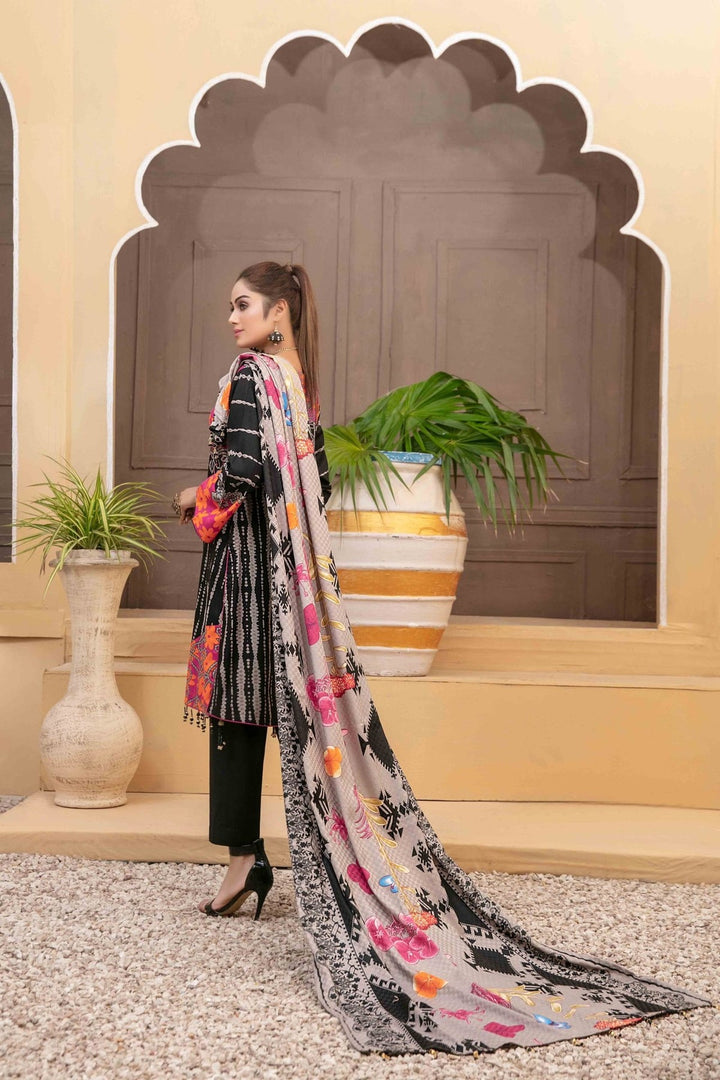 TAWAKKAL FABRICS 3 PIECE STITCHED PRINTED LINEN SUIT D-6115