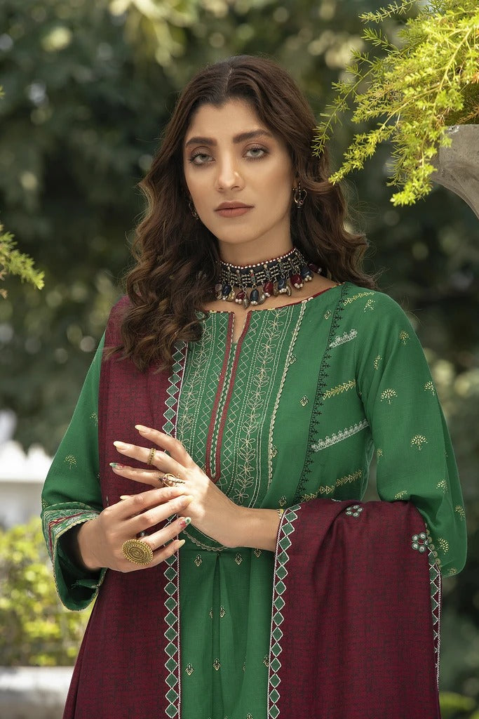 Lakhany Embroidered Karandi Suit - 3-Piece LSM-2531