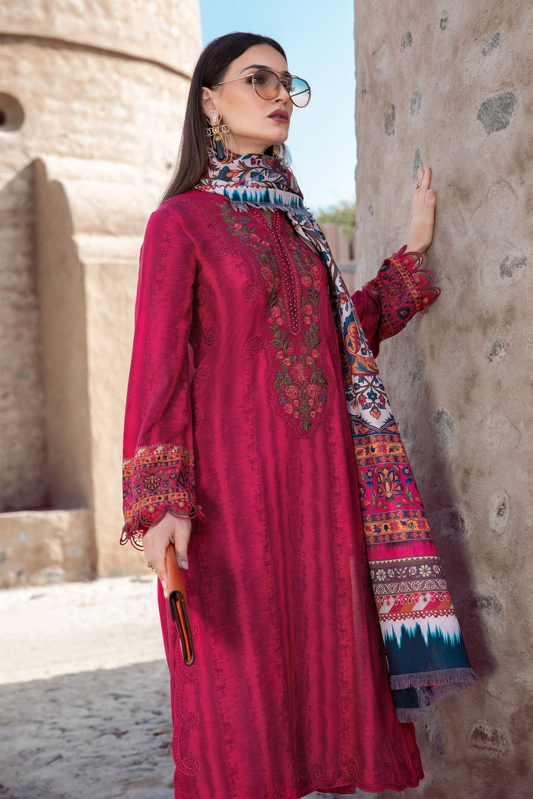 MARIA. B 3 PIECE UNSTITCHED PRINTED CAMBRIC SUIT - MPT-1502-A