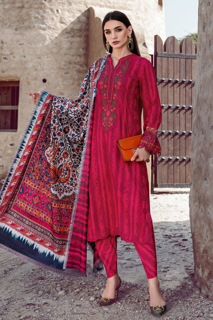 MARIA. B 3 PIECE UNSTITCHED PRINTED CAMBRIC SUIT - MPT-1502-A