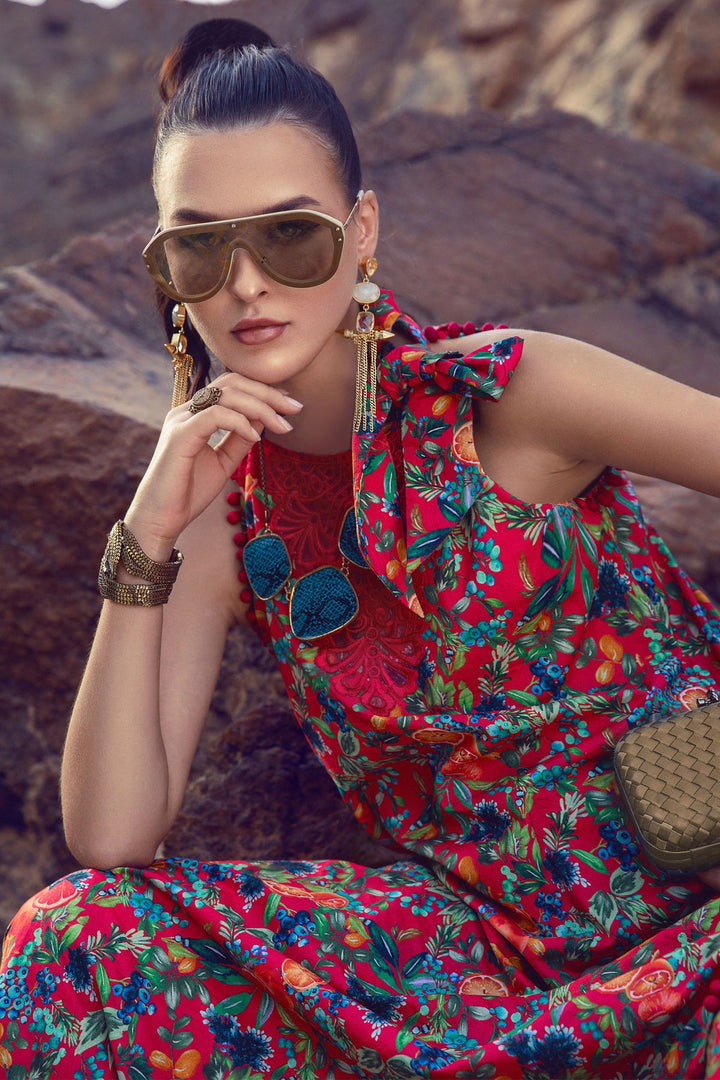 MARIA. B 3 PIECE UNSTITCHED PRINTED CAMBRIC SUIT - MPT-1503-A