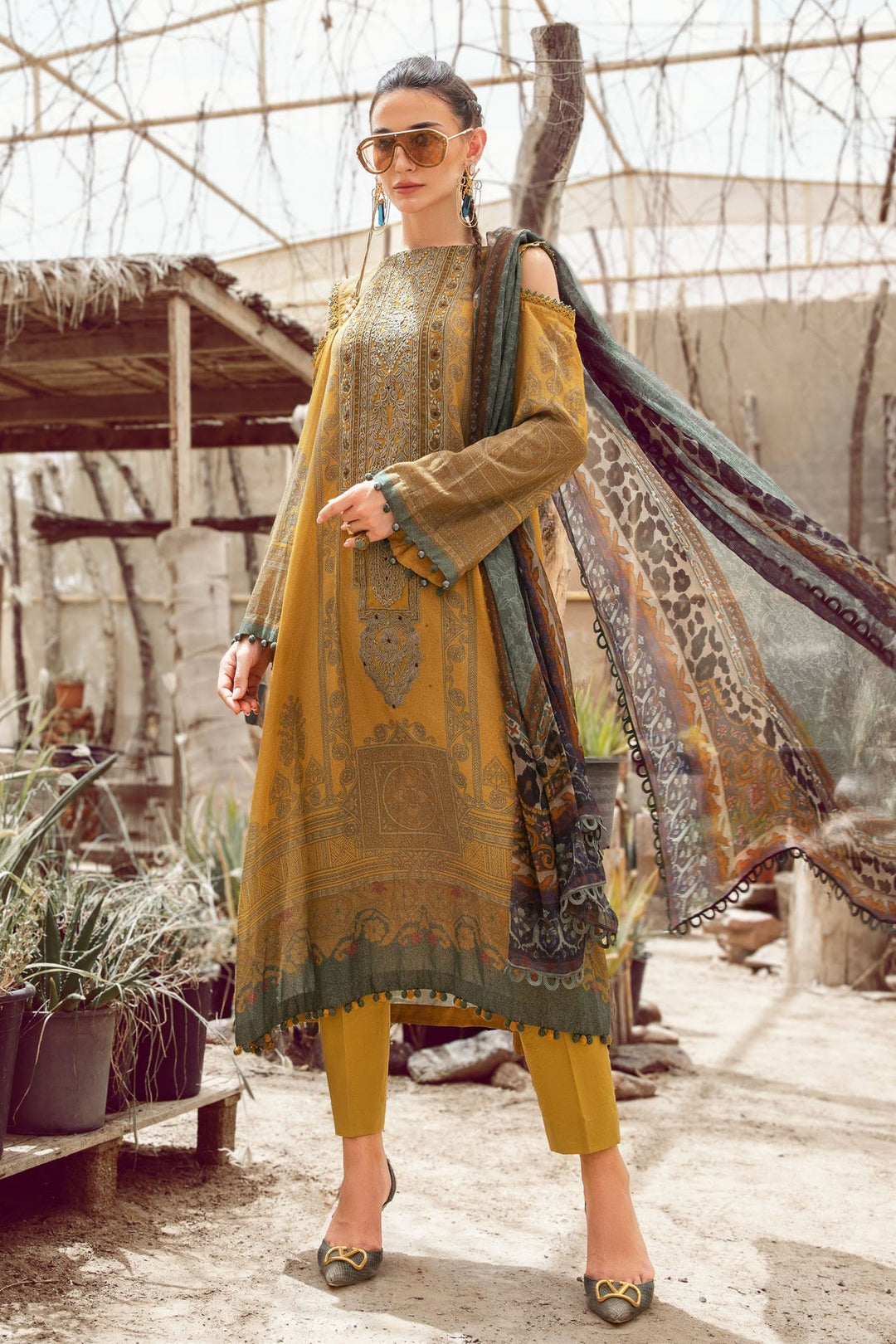 MARIA. B 3 PIECE UNSTITCHED PRINTED CAMBRIC SUIT - MPT-1505-B