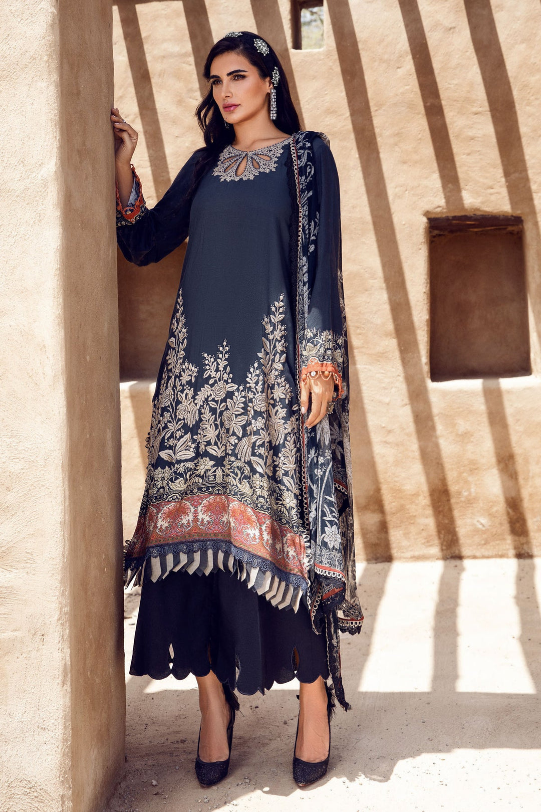 MARIA. B 3 PIECE UNSTITCHED PRINTED CAMBRIC SUIT - MPT-1506-B