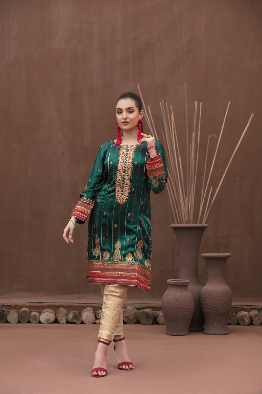 Tawakkal Fabrics 1 Piece Stitched Attractive & Adorable Embroidered Silk Table Print Kurti D-1754