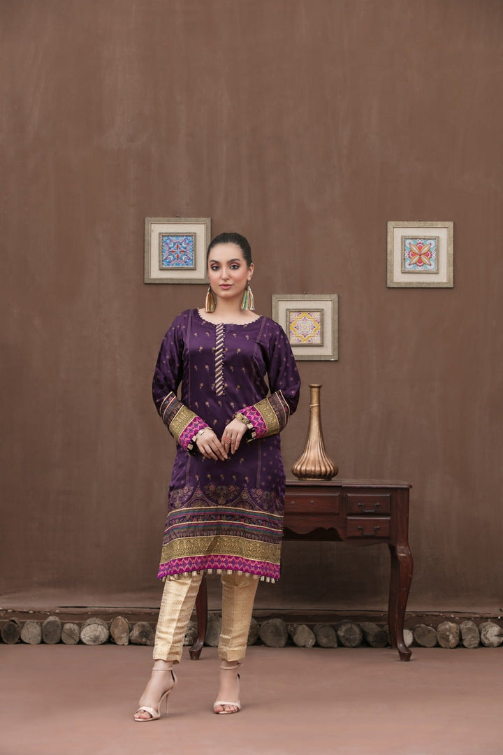 Tawakkal Fabrics 1 Piece Stitched Attractive & Adorable Embroidered Silk Table Print Kurti D-1753