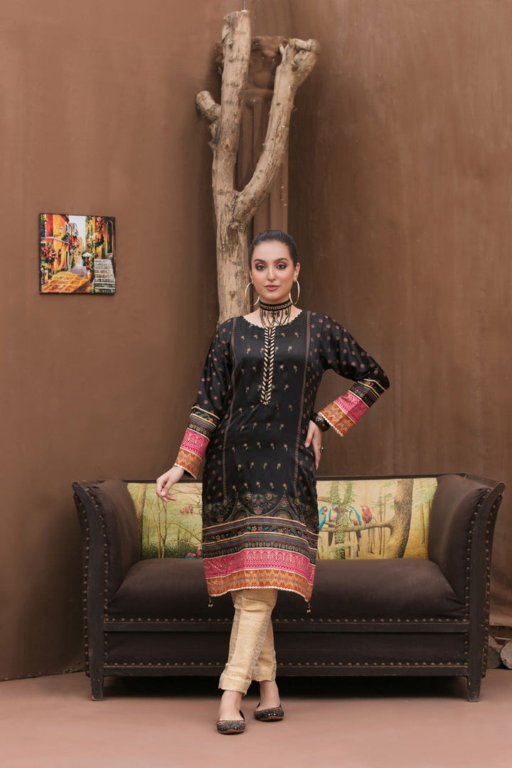 Tawakkal Fabrics 1 Piece Stitched Attractive & Adorable Embroidered Silk Table Print Kurti D-1751