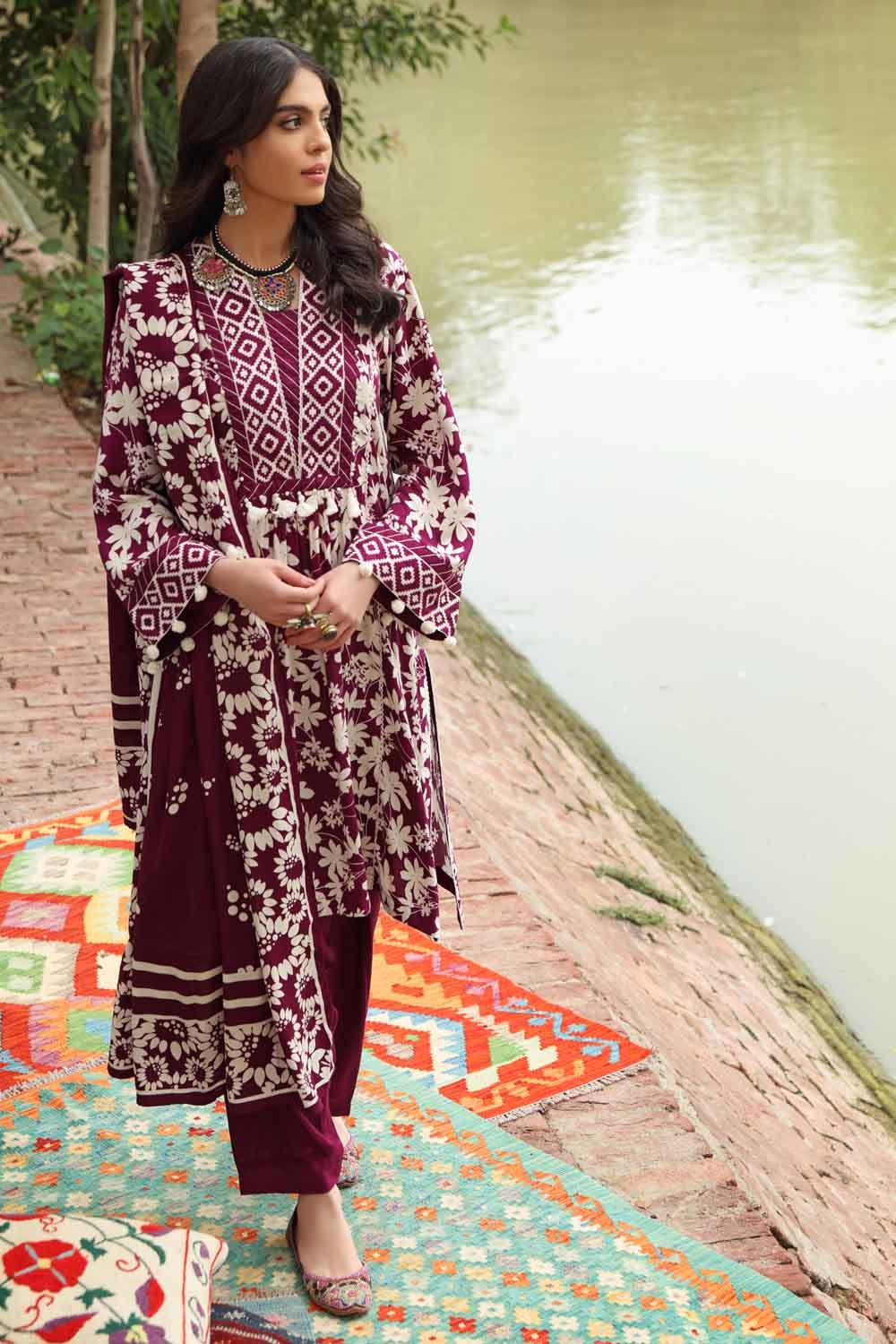 GUL AHMED  3PC Printed Viscose Unstitched Suit LT-12016 A