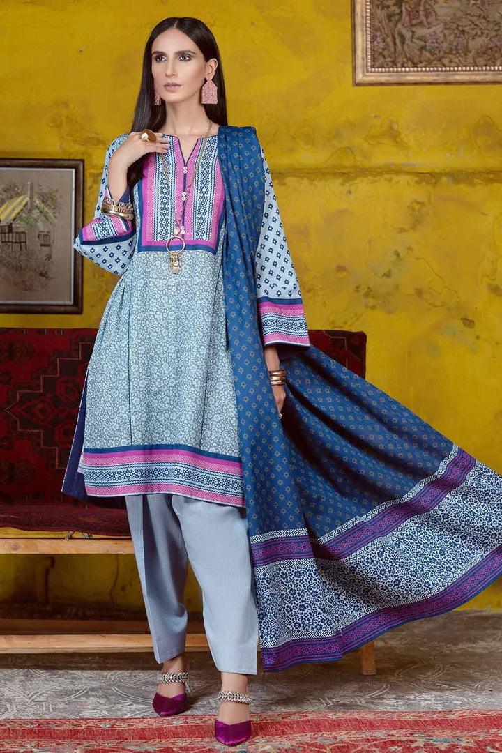 GUL AHMED 3PC Unstitched Digital Printed Khaddar Suit K-12045