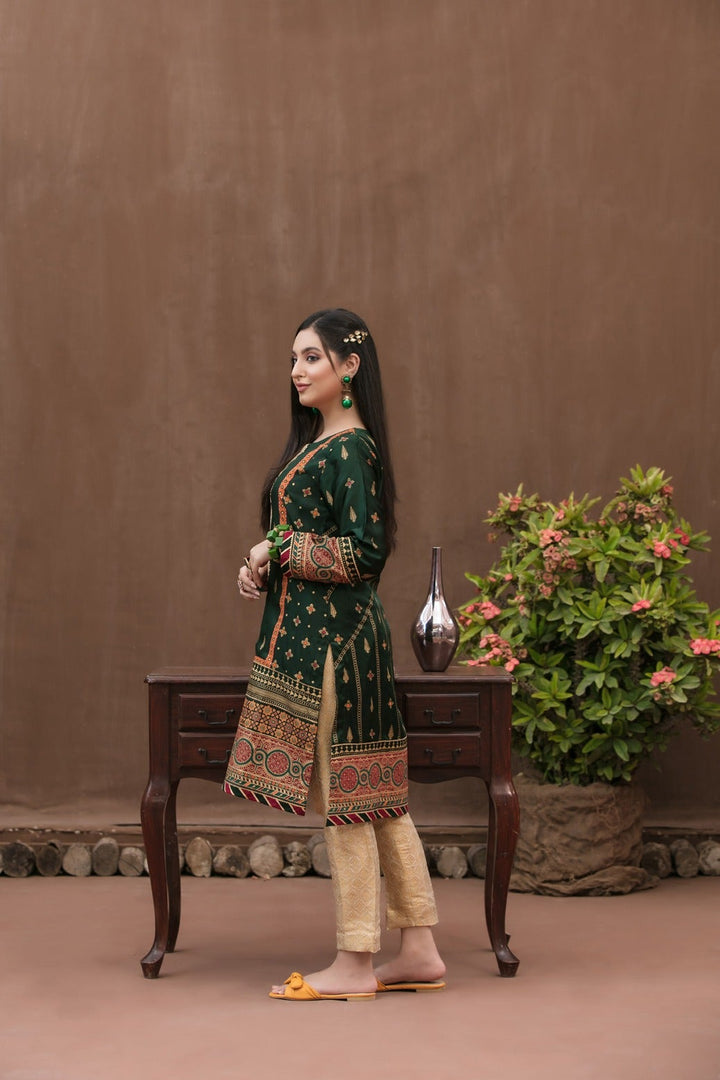 Tawakkal Fabrics 1 Piece Stitched Attractive & Adorable Embroidered Silk Table Print Kurti D-1757