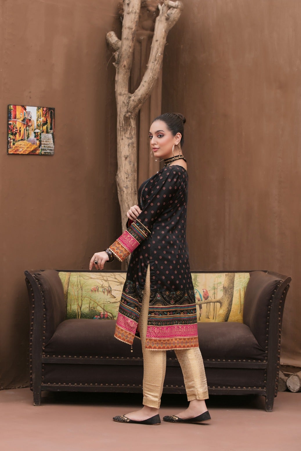 Tawakkal Fabrics 1 Piece Stitched Attractive & Adorable Embroidered Silk Table Print Kurti D-1751