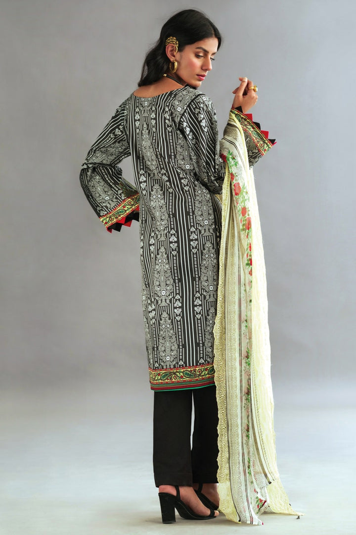 GUL AHMED 3 PC Unstitched Embroidered Suit with Chiffon Dupatta CT-265